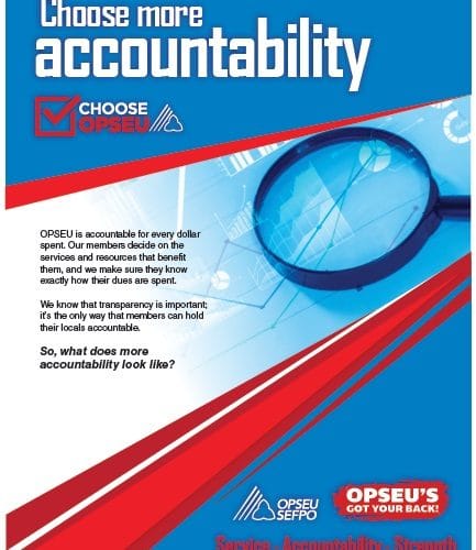 Choose more accountability, choose OPSEU poster.
