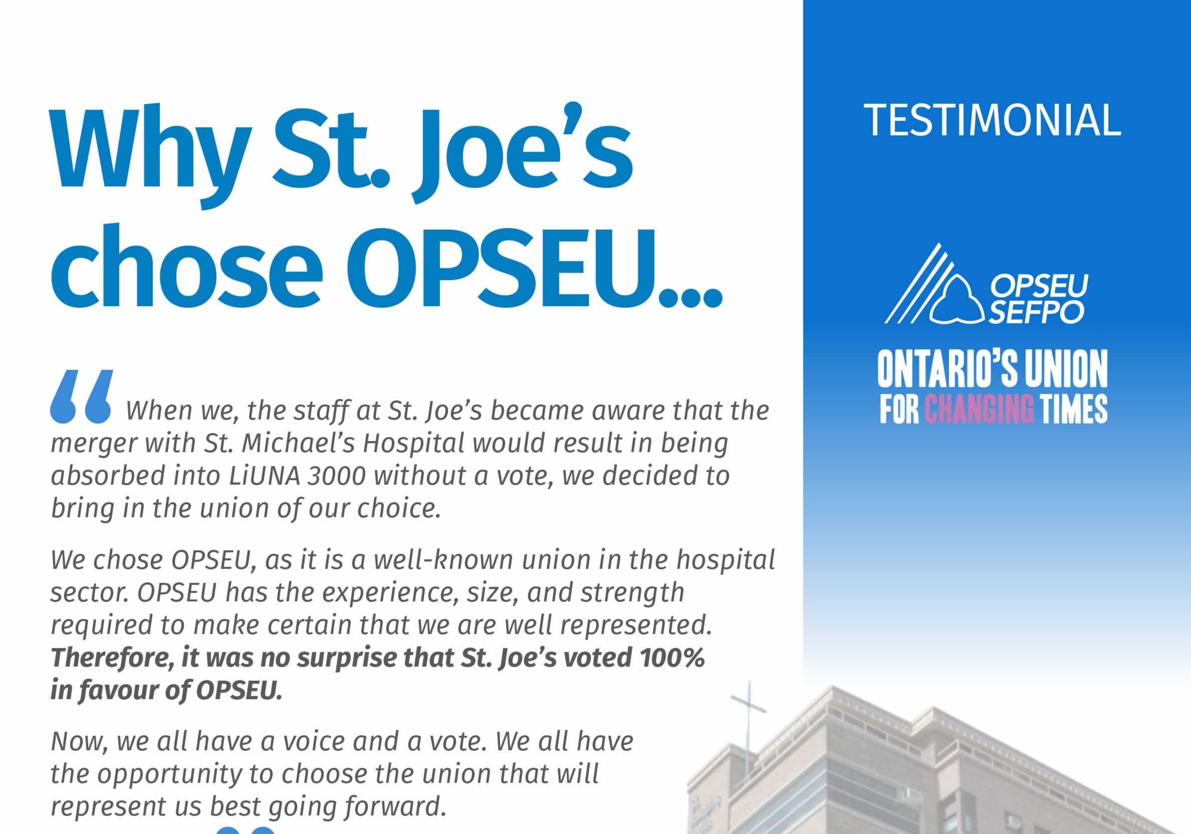 Why St. Joe's chose OPSEU testimonial