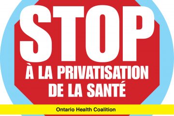 Stop a la privatisation de la sante - Ontario Health Coalition logo