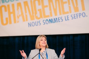 NDP Leader Andrea Horwath speaks during OPSEU Convention 2018 Day 2