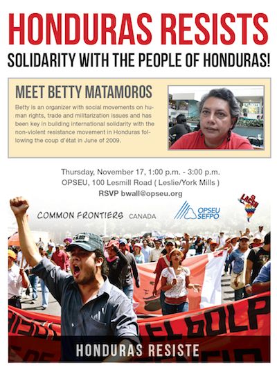 Solidarity with the People of Honduras event poster