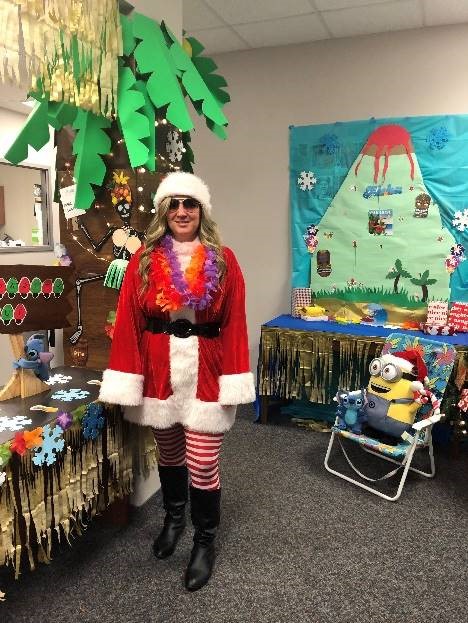Debbie Garlick dressed up for holiday party