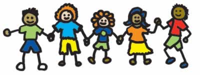 Illustration of children holding hands