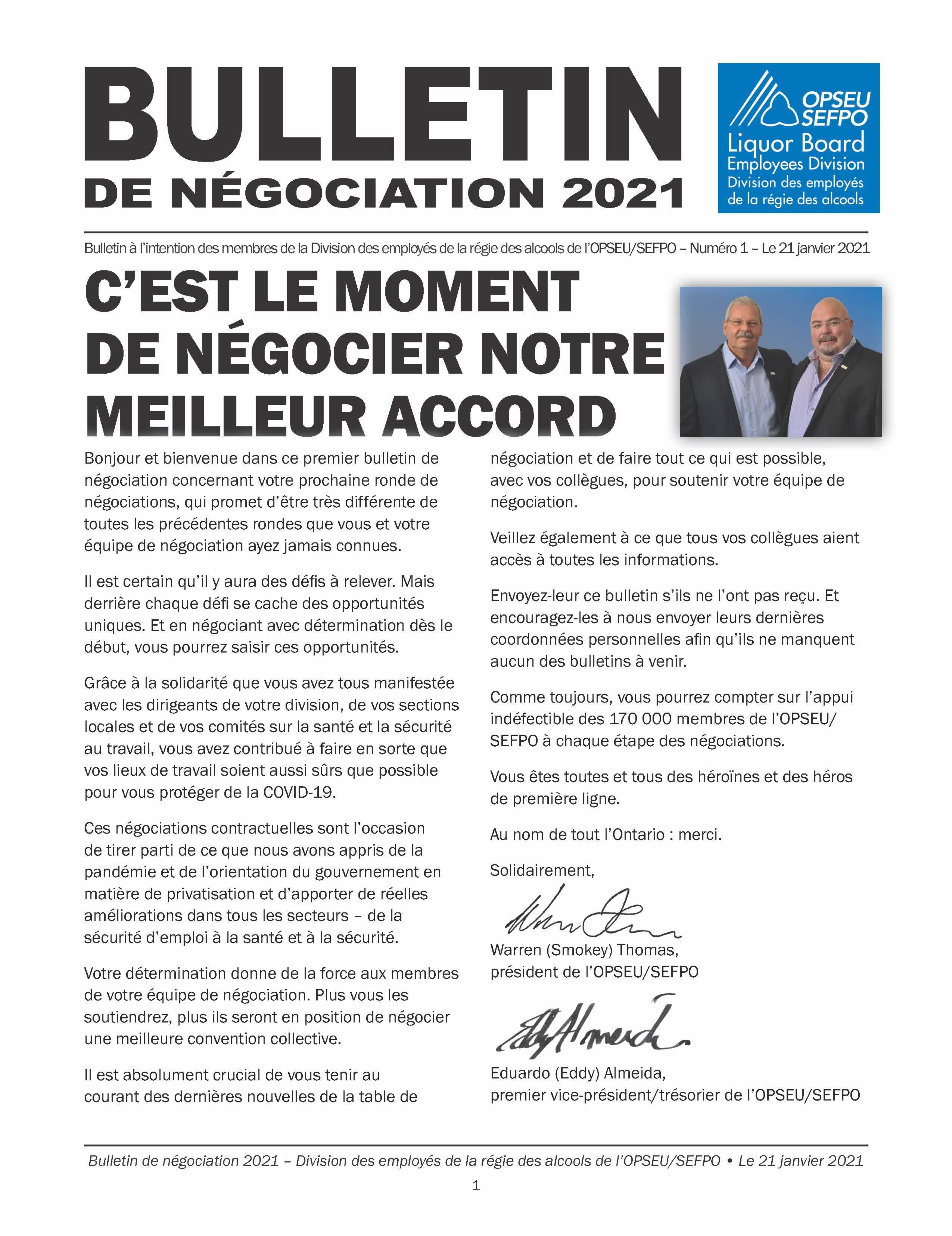 Bulletin de Negociation 2021. C'est le moment de negocier notre meilleur accord