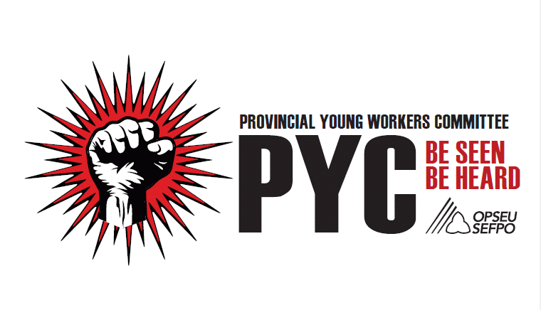 Provincial Young Workers Committee (PYC) logo . Be seen, be heard